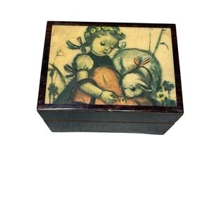 Vintage‎ Wooden Laquered Small Music Box Made in Italy Girl Trinket Works